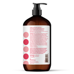 Amber pump bottle of EVERYONE OFF PRICE Ruby Grapefruit 3in1 Soap with a product label detailing ingredients, directions, and company contact information.