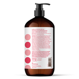 Amber pump bottle of EVERYONE OFF PRICE Ruby Grapefruit 3in1 Soap with a product label detailing ingredients, directions, and company contact information.