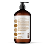 Amber pump bottle of EVERYONE OFF PRICE Ruby Grapefruit 3in1 Soap with a product label detailing ingredients, directions, and company contact information.